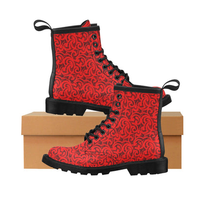 Maori Red Themed Design Print Women's Boots