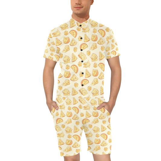 Cheese Pattern Print Design 01 Men's Romper