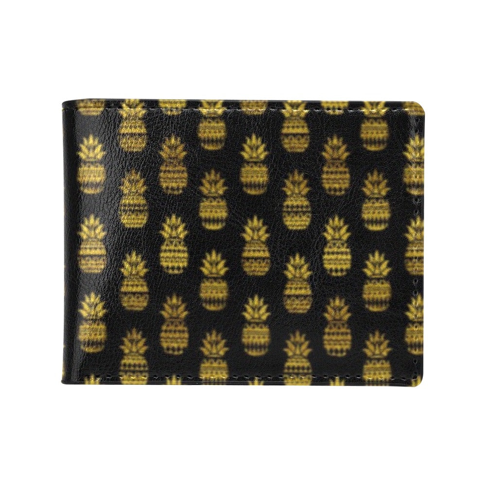 Pineapple Gold Tribal Style Print Men's ID Card Wallet