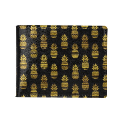 Pineapple Gold Tribal Style Print Men's ID Card Wallet