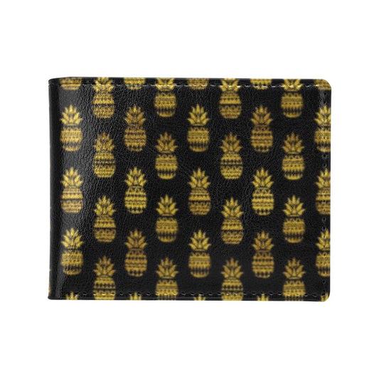 Pineapple Gold Tribal Style Print Men's ID Card Wallet