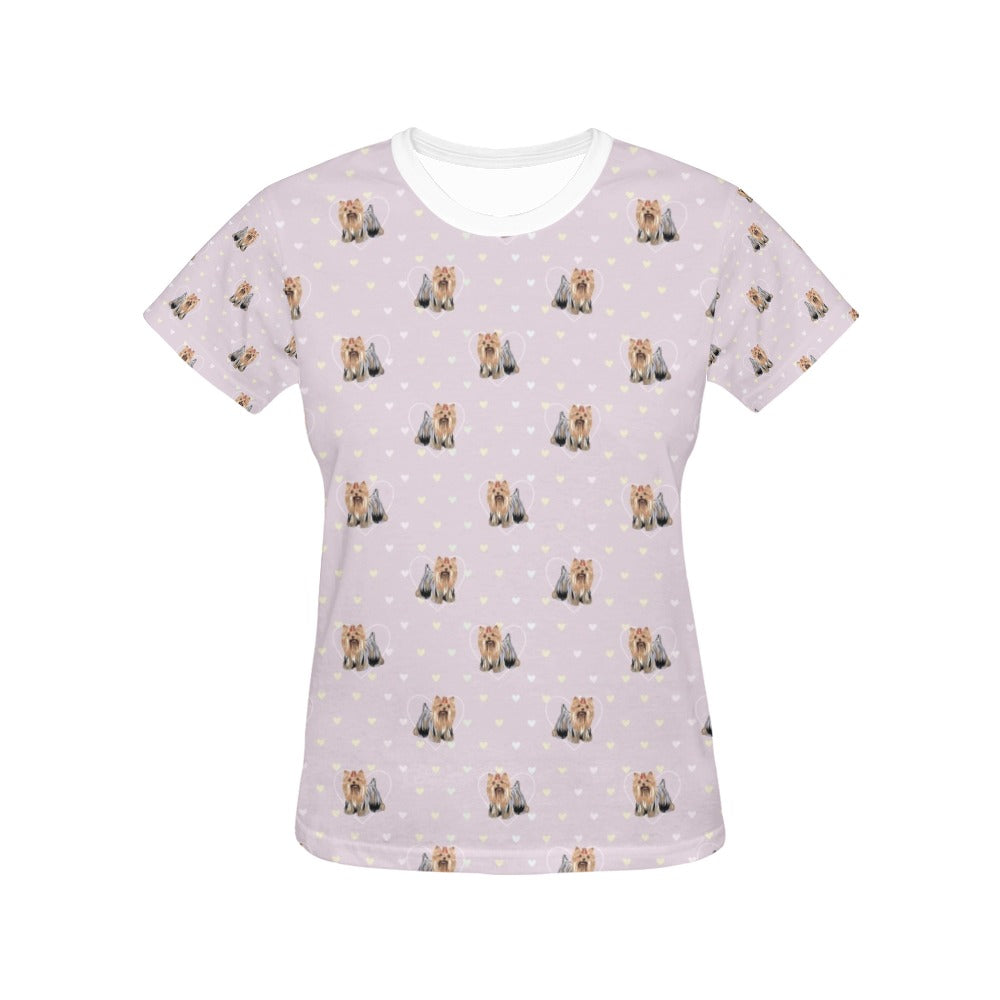 Yorkshire Terriers Print Design LKS302 Women's  T-shirt
