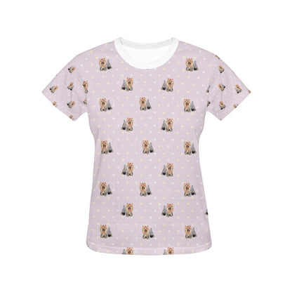 Yorkshire Terriers Print Design LKS302 Women's  T-shirt