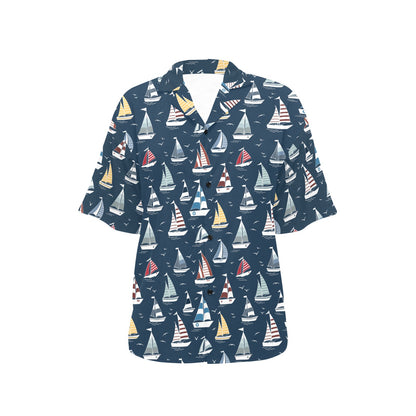 Sailboat Print Design LKS306 Women's Hawaiian Shirt