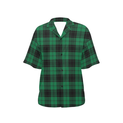 Tartan Green Print Design LKS302 Women's Hawaiian Shirt
