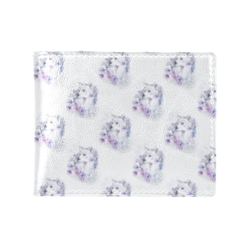 Wolf with Flower Print Design Men's ID Card Wallet