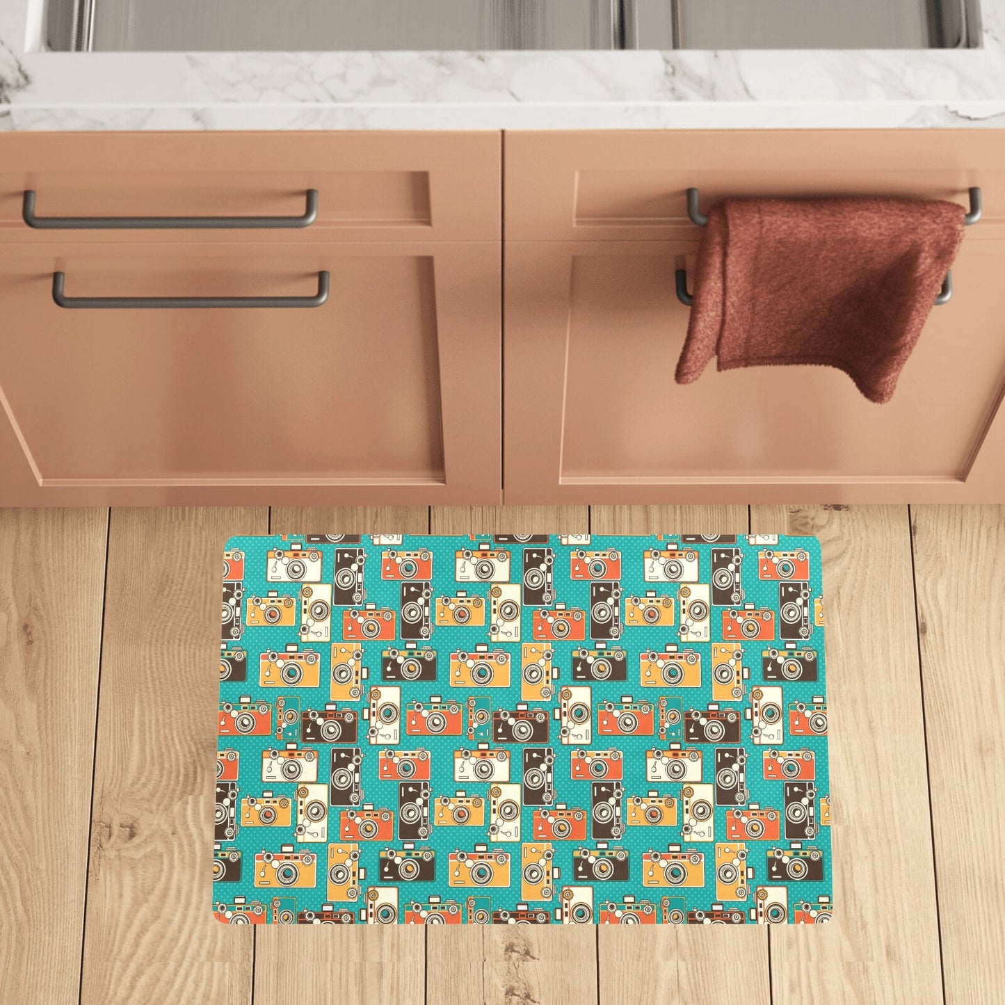 Camera Pattern Print Design 02 Kitchen Mat