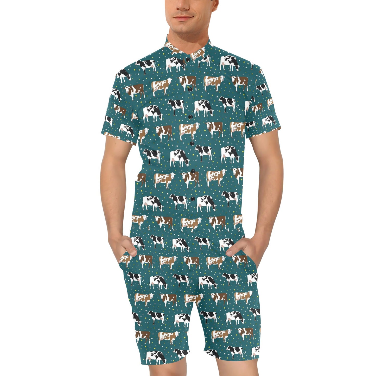 Cattle Print Design LKS404 Men's Romper
