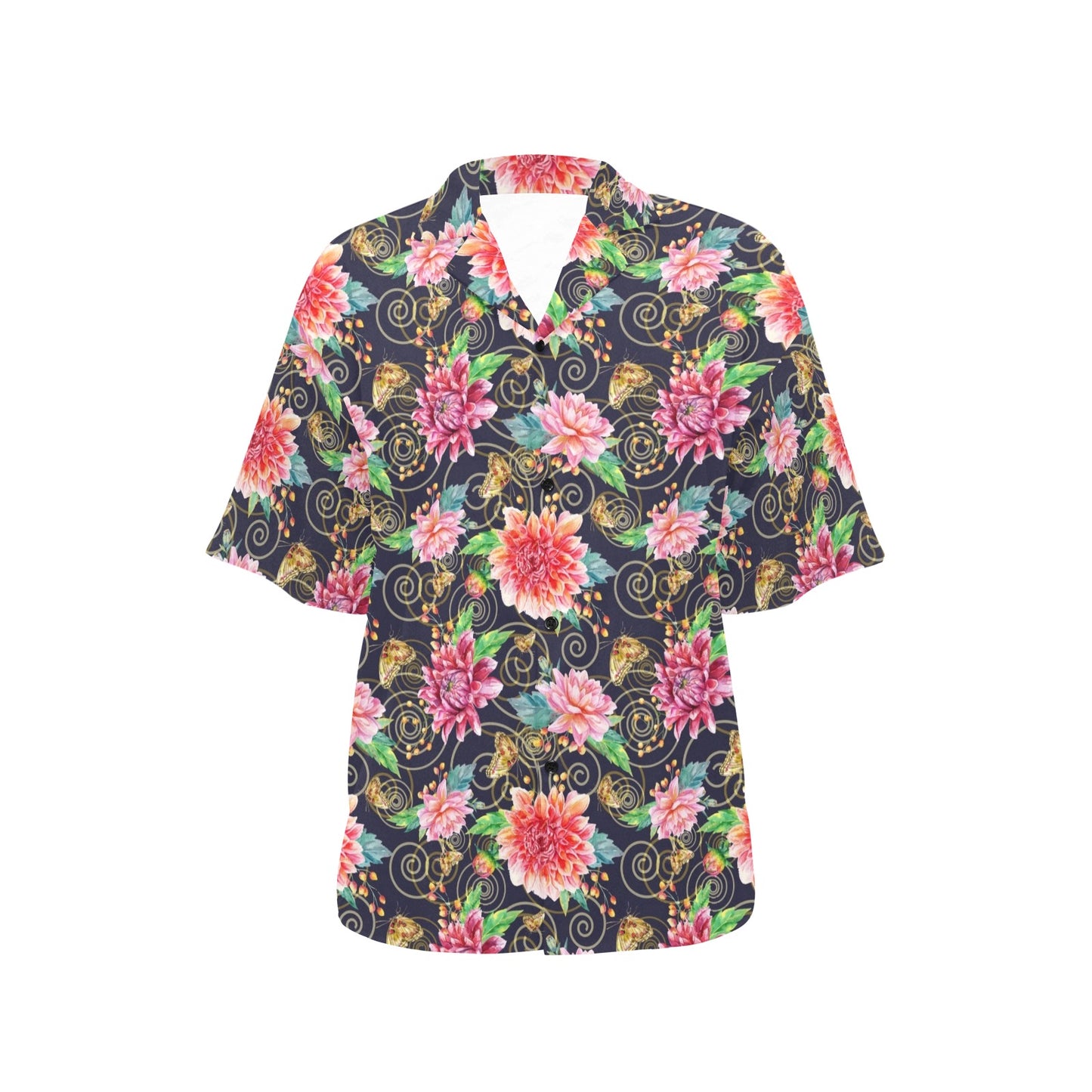 Dahlia Pattern Print Design DH02 Women's Hawaiian Shirt