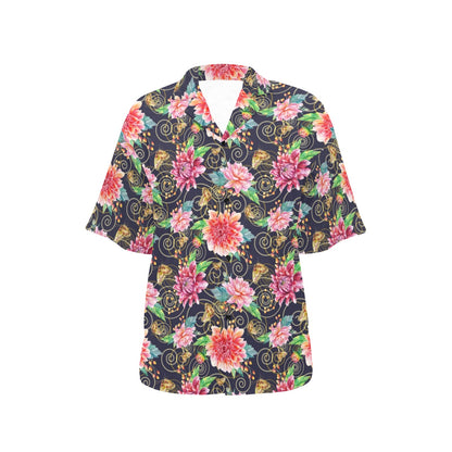 Dahlia Pattern Print Design DH02 Women's Hawaiian Shirt
