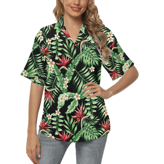 Bird Of Paradise Pattern Print Design BOP05 Women's Hawaiian Shirt