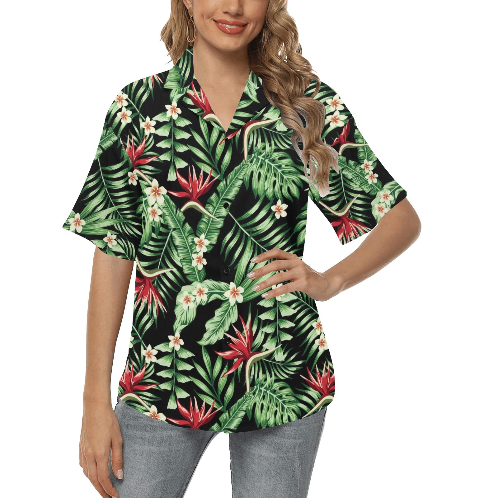 Bird Of Paradise Pattern Print Design BOP05 Women's Hawaiian Shirt