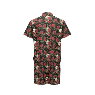 Skull And Roses Print Design LKS303 Men's Romper