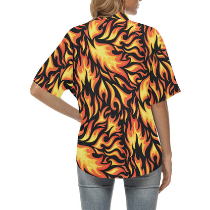 Flame Fire Design Pattern Women's Hawaiian Shirt