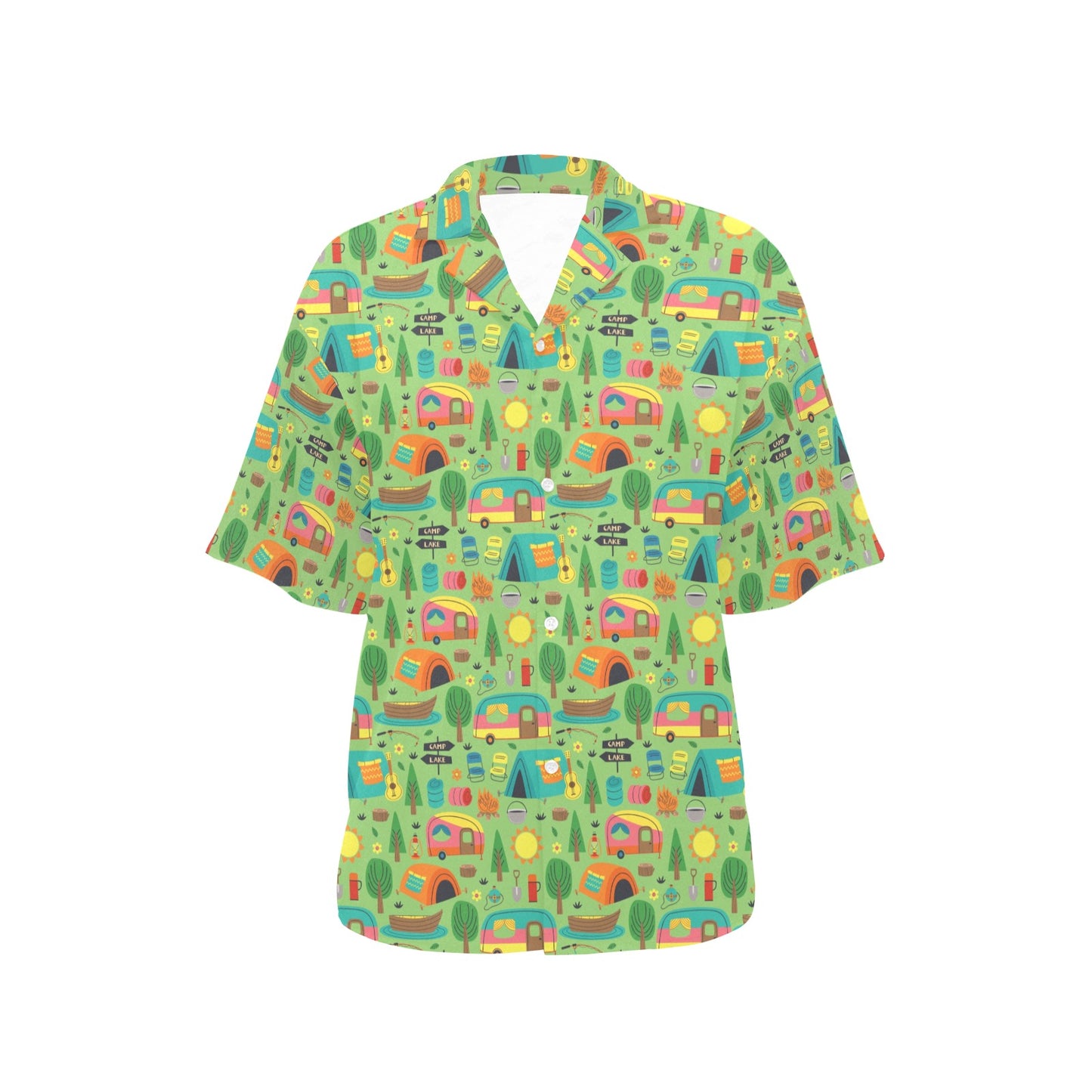 Camping Camper Pattern Print Design 04 Women's Hawaiian Shirt