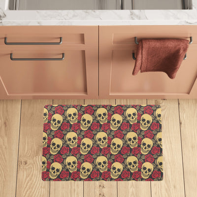 Skull And Roses Print Design LKS302 Kitchen Mat