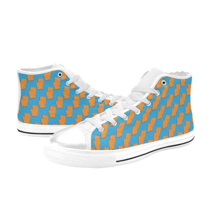 Waffle Print Design LKS304 High Top Women's White Shoes