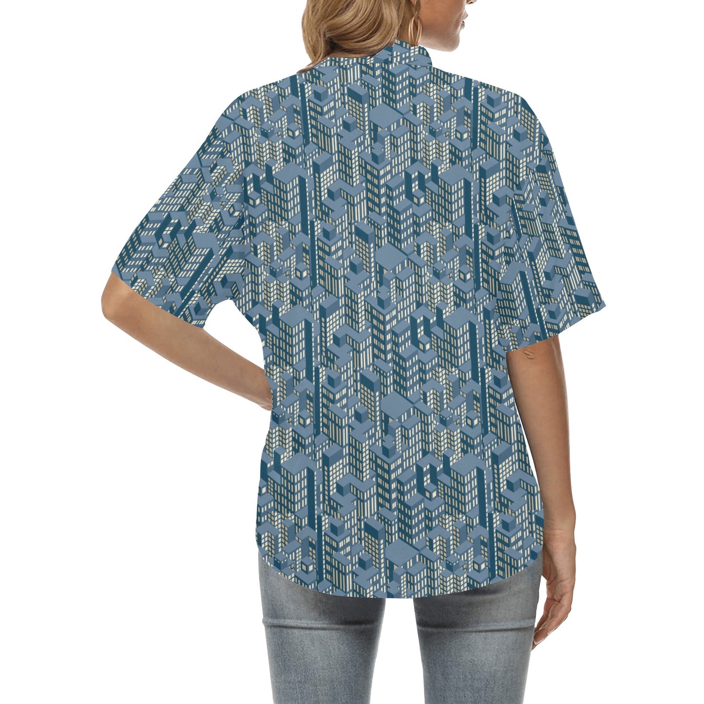 City  Pattern Print Design 01 Women's Hawaiian Shirt