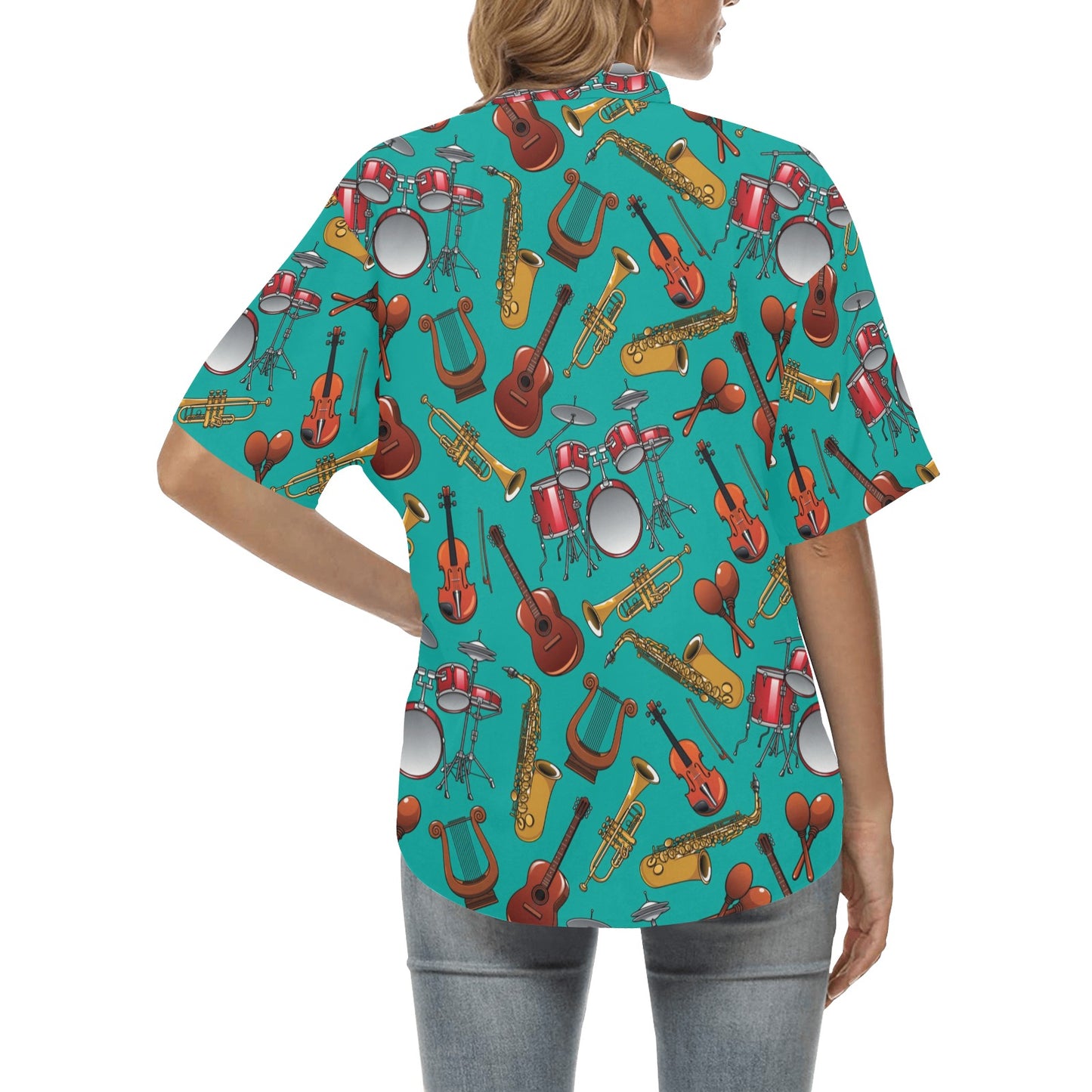 Drum Set Pattern Print Design 01 Women's Hawaiian Shirt