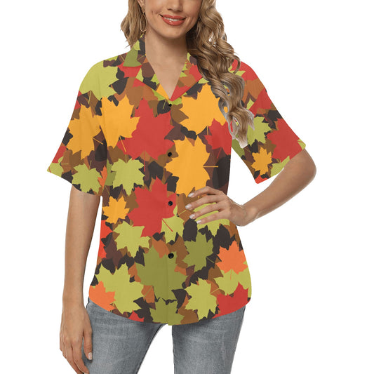 Maple Leaf Pattern Print Design 05 Women's Hawaiian Shirt