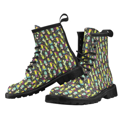 Cactus Neon Style Print Pattern Women's Boots