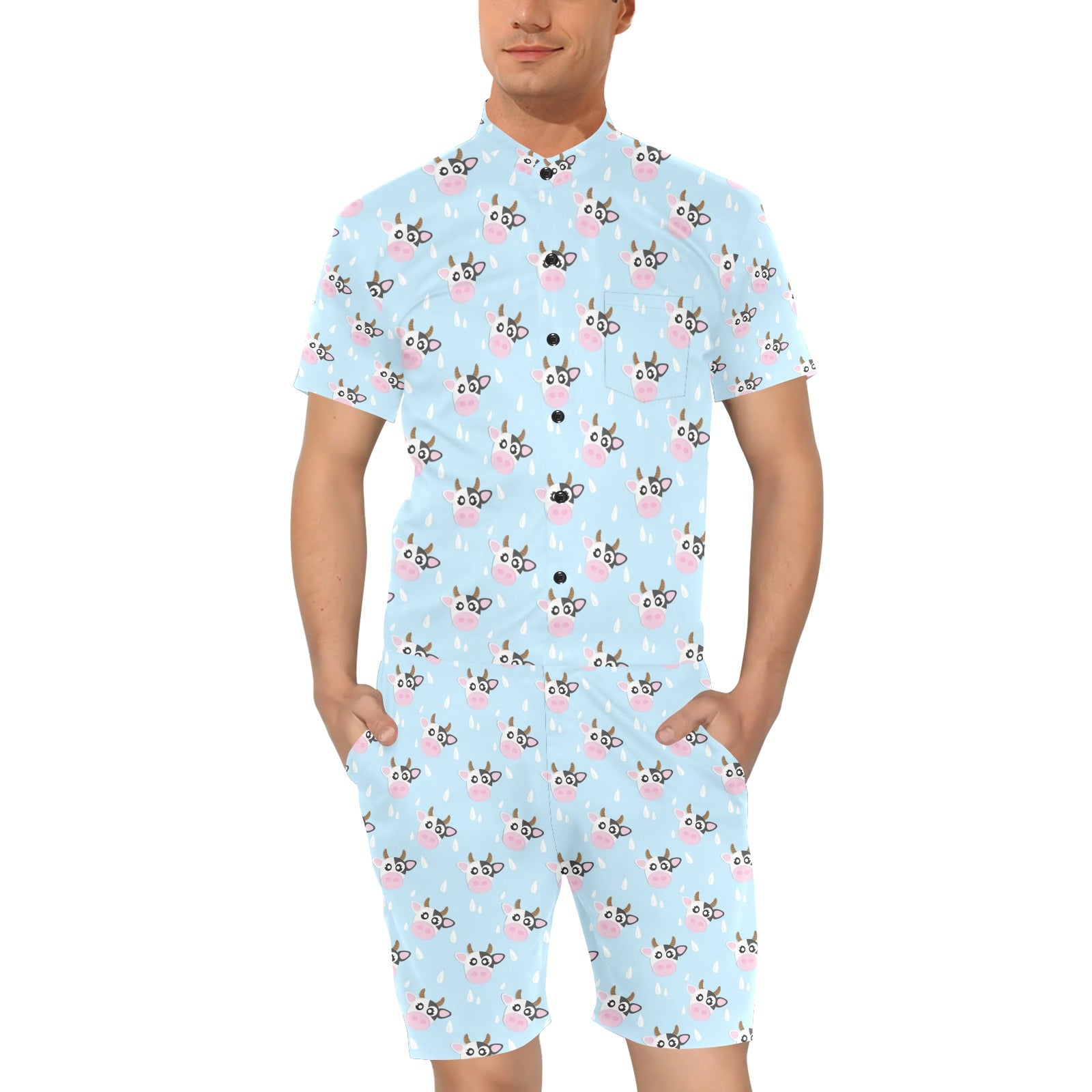 Cow Pattern Print Design 07 Men's Romper