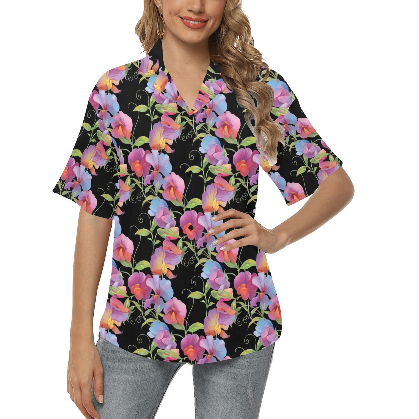 Peony Pattern Print Design PE012 Women's Hawaiian Shirt