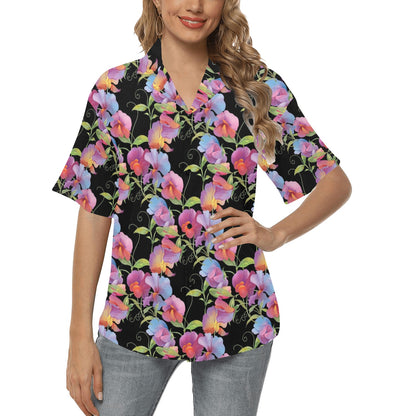 Peony Pattern Print Design PE012 Women's Hawaiian Shirt