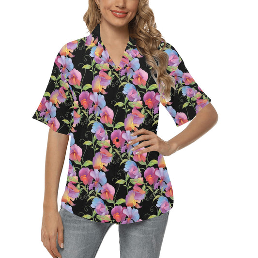 Peony Pattern Print Design PE012 Women's Hawaiian Shirt