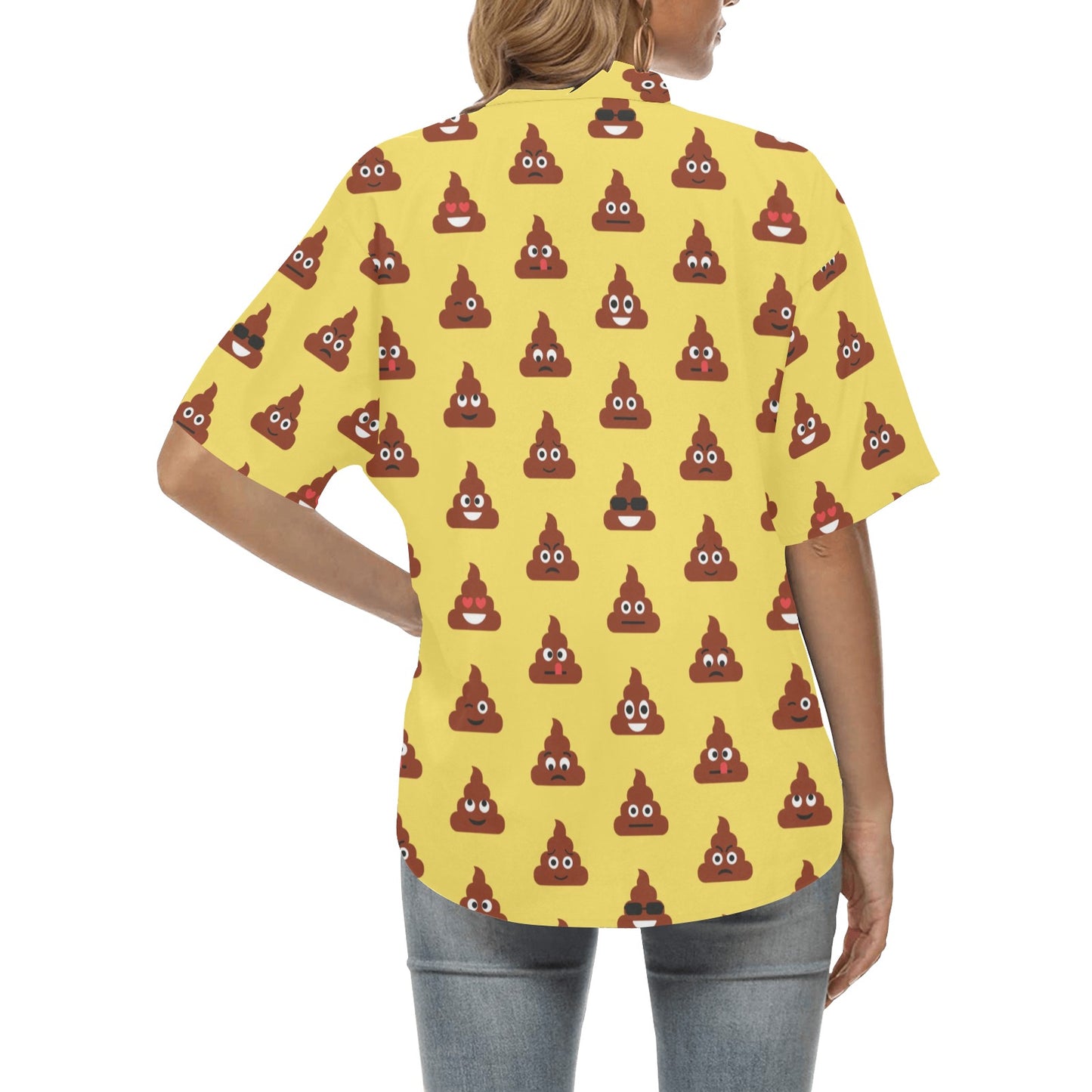 Emoji Poop Print Pattern Women's Hawaiian Shirt