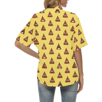 Emoji Poop Print Pattern Women's Hawaiian Shirt