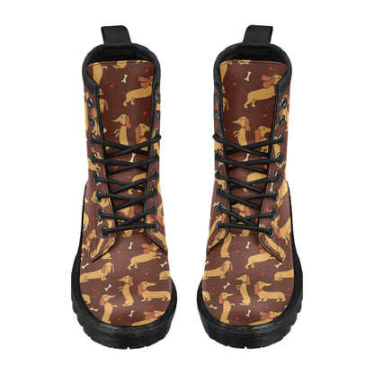 Dachshund Happy Print Pattern Women's Boots