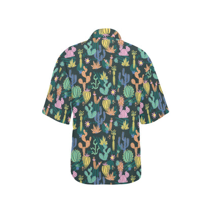 Cactus Pattern Print Design 05 Women's Hawaiian Shirt