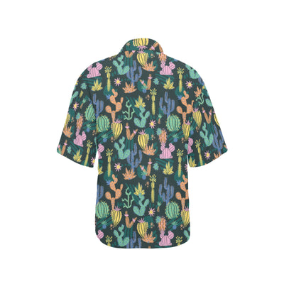 Cactus Pattern Print Design 05 Women's Hawaiian Shirt