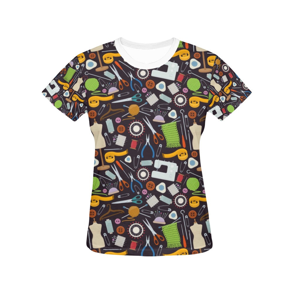 Sewing Equipment Print Design LKS308 Women's  T-shirt