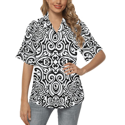 Polynesian Tattoo Pattern Women's Hawaiian Shirt