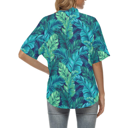 Banana Leaf Pattern Print Design BL05 Women's Hawaiian Shirt