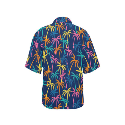 Palm Tree Pattern Print Design PT013 Women's Hawaiian Shirt