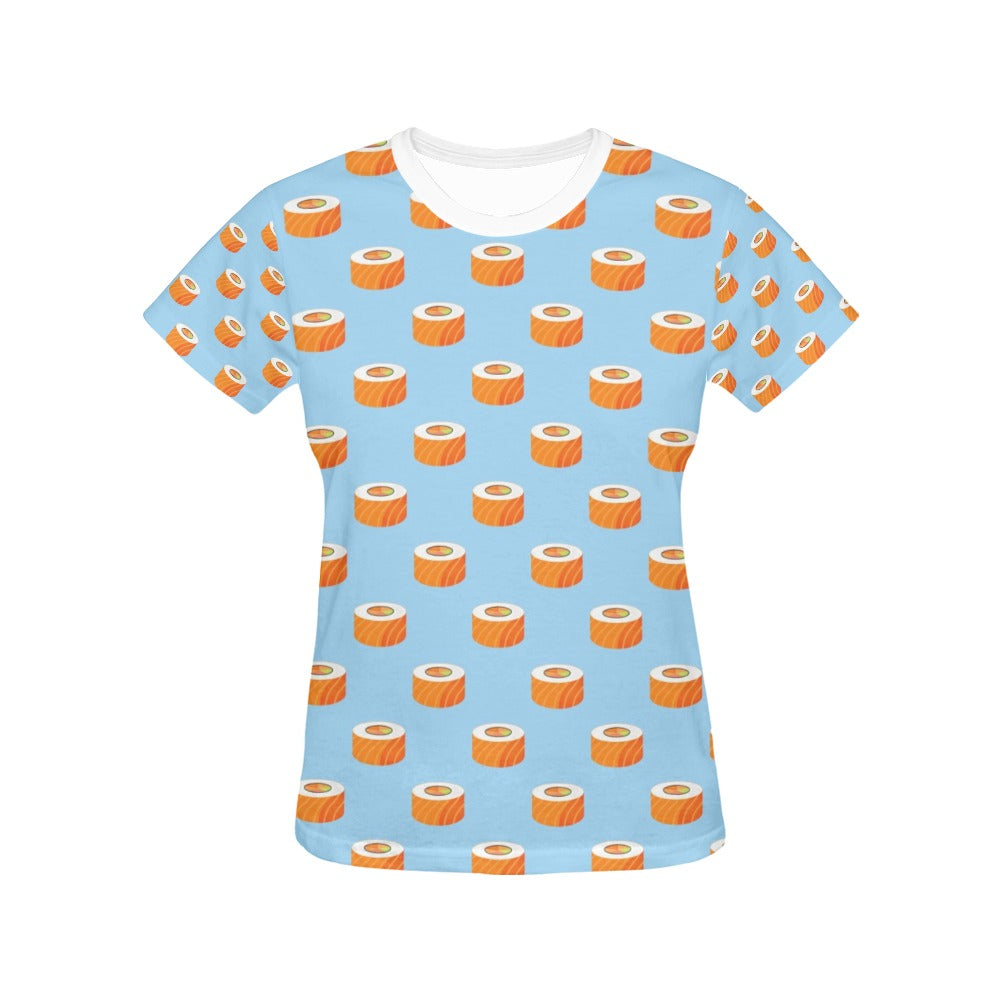 Salmon Sushi Print Design LKS307 Women's  T-shirt