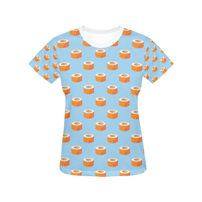 Salmon Sushi Print Design LKS307 Women's  T-shirt
