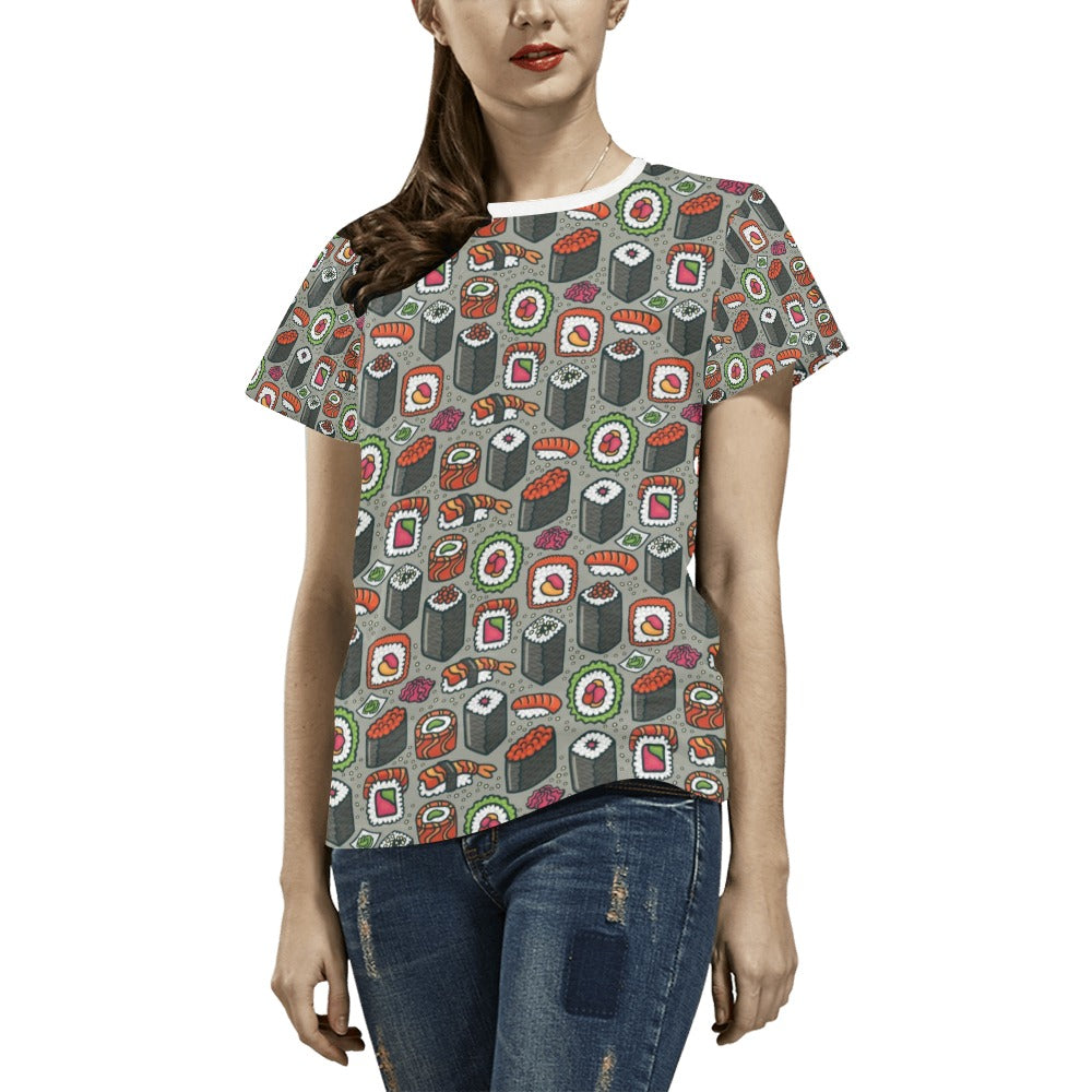 Sushi Print Design LKS301 Women's  T-shirt
