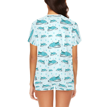 Snowmobile Print Design LKS301 Women's Short Pajama Set