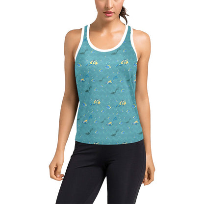 Scuba Driving Pattern Print Design LKS306 Women's Racerback Tank Top