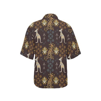 Kangaroos Pattern Print Design 03 Women's Hawaiian Shirt