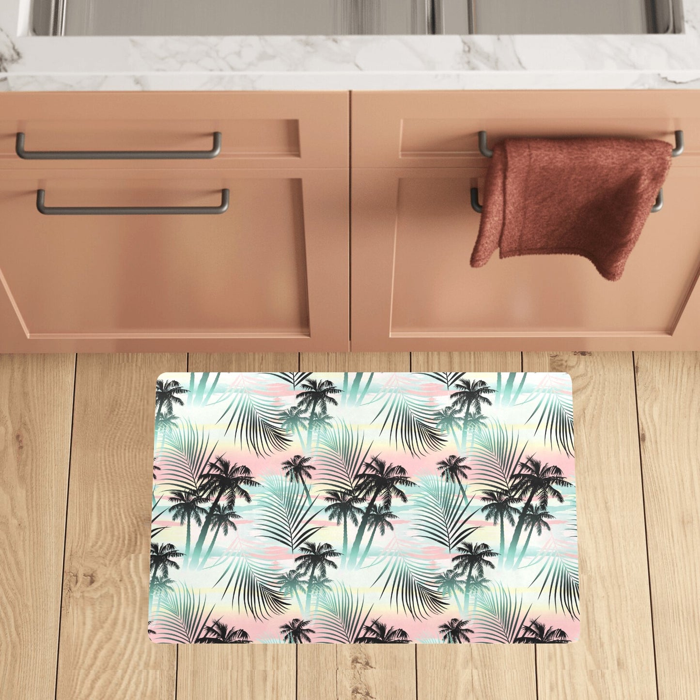 Palm Tree Pattern Print Design A03 Kitchen Mat
