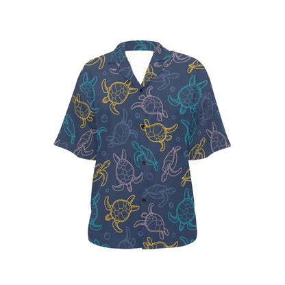 Sea Turtle Baby Print Women's Hawaiian Shirt