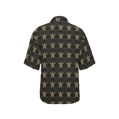 Gold Tribal Turtle Polynesian Design Women's Hawaiian Shirt