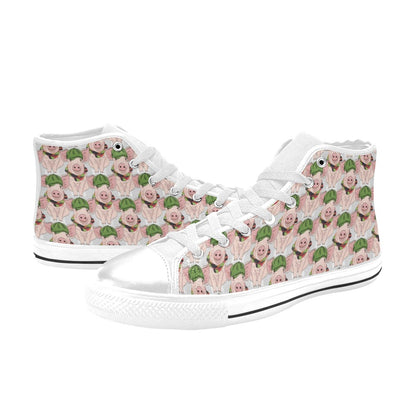 Pig Print Design LKS403 High Top Women's White Shoes