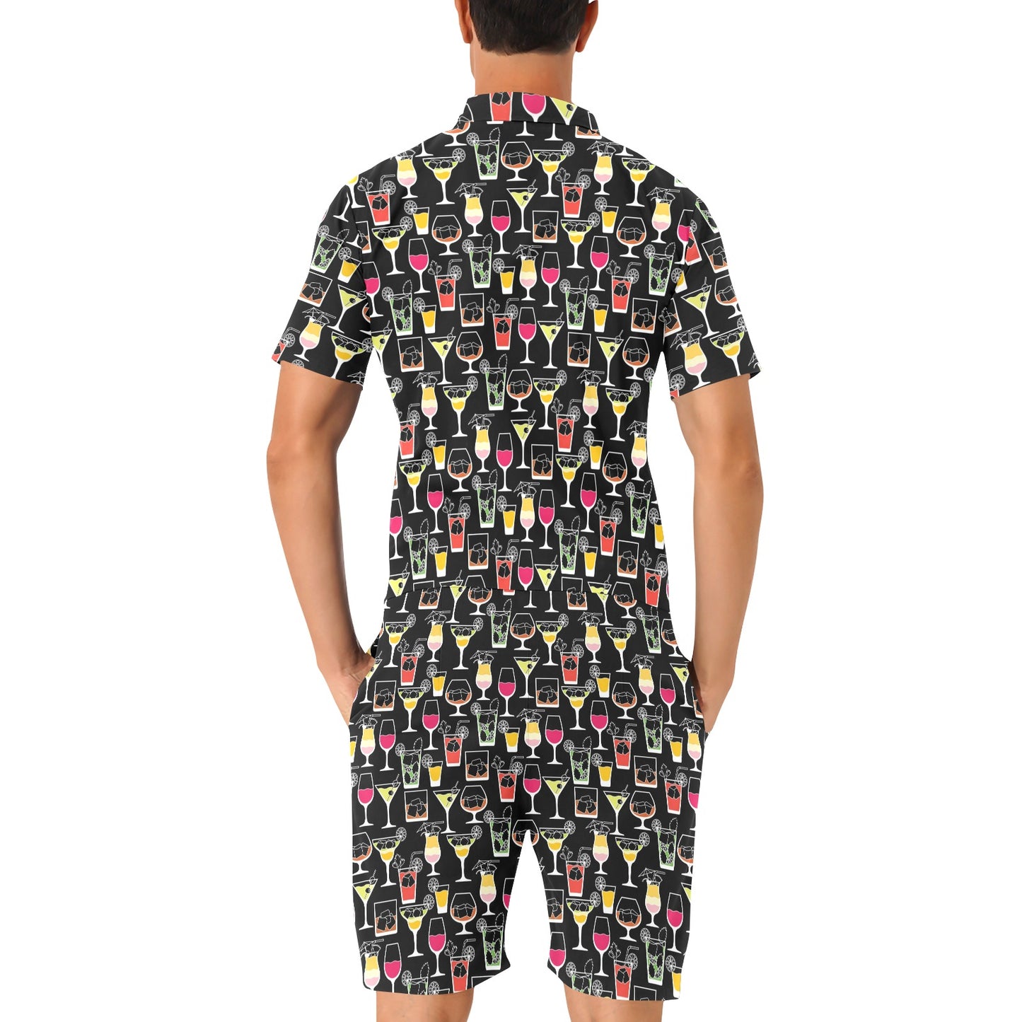Cocktail Pattern Print Design 01 Men's Romper