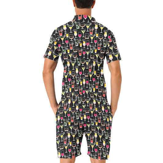 Cocktail Pattern Print Design 01 Men's Romper